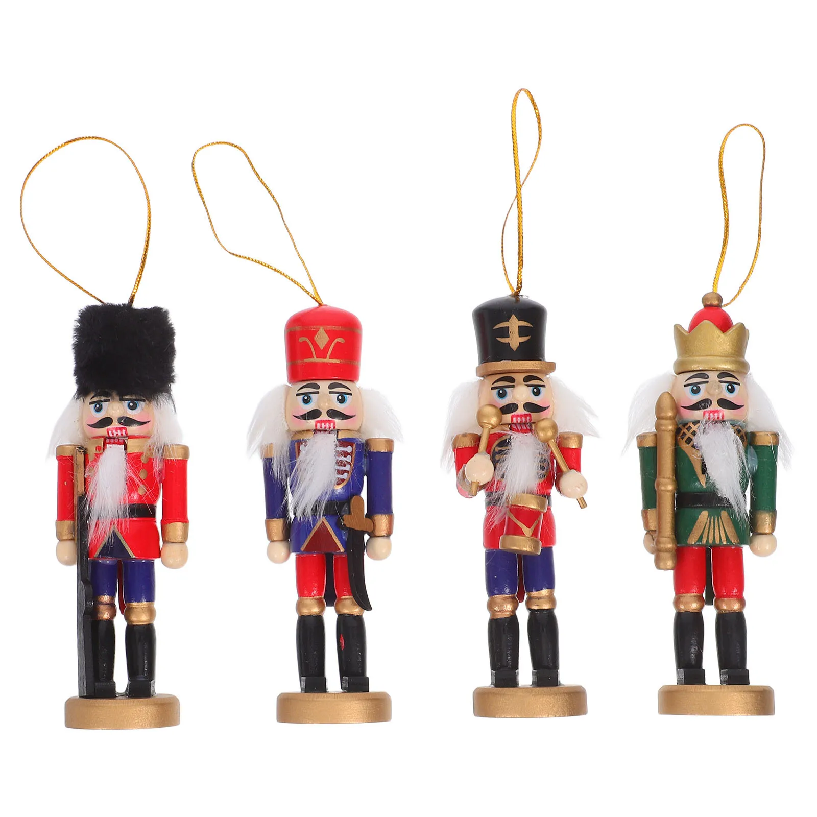 

4Pcs Nutcracker Wooden Christmas Soldier Figurines Handcrafted Classic Table Decorations Festive Home Ornament