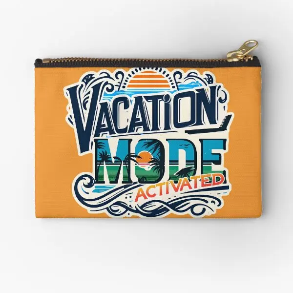 

Vacation Mode Activated Typography Zipper Pouches Coin Women Pocket Packaging Men Small Storage Wallet Underwear Bag Panties