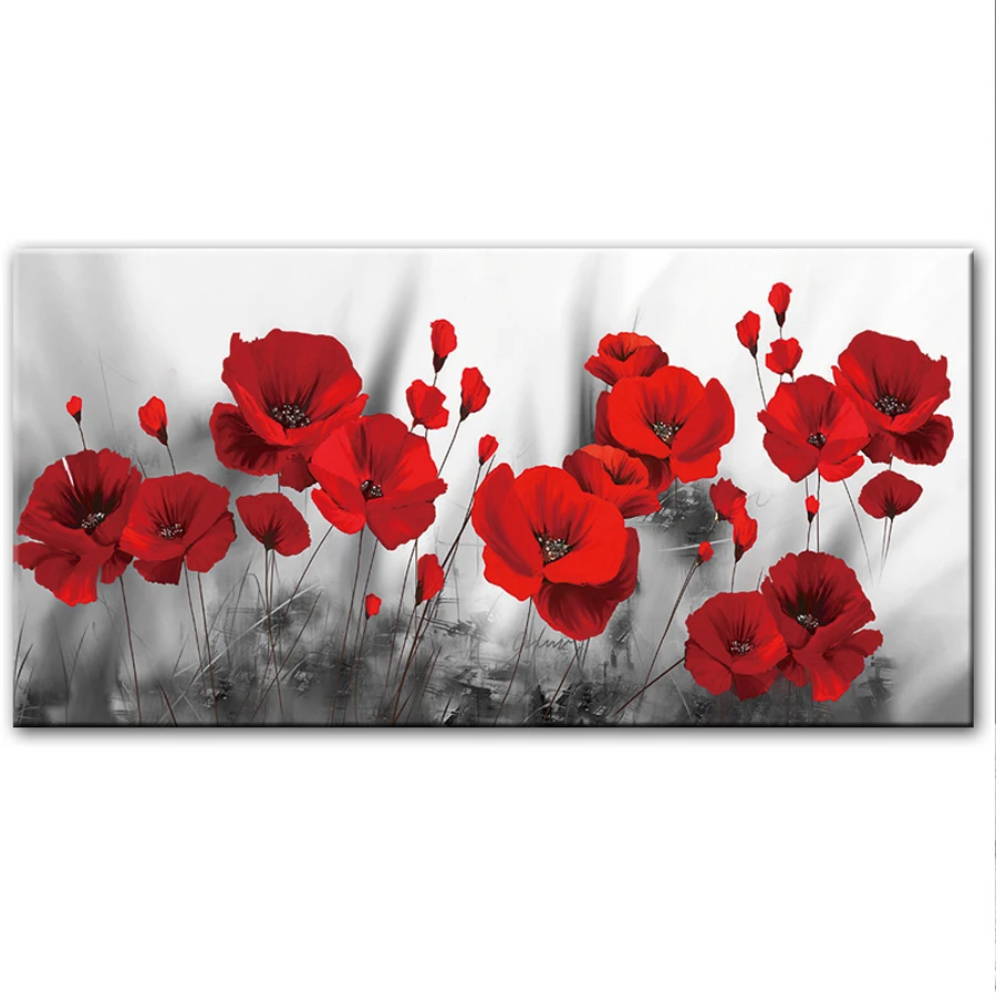 Poppies flower Full drill diamond painting square red flowers 5d diy diamond ricamo diamond mosaic wall art home decor