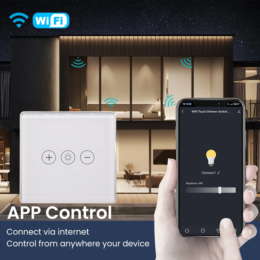 

Диммический переключатель Wi-Fi, серебристый европейский алюминиевый каркас, 2,5D Arc Edge, таймер, расписание, настенный выключатель света с нейтральным проводом, стекло Tuya