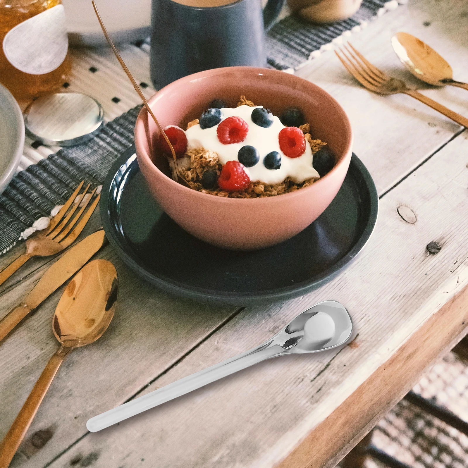 

6pcs Long-handled Honey Seasoning Spoon 13 5cm Stainless Steel Silver Small Tea Spoons Coffee Stirring Ice Mini Metal Sugar