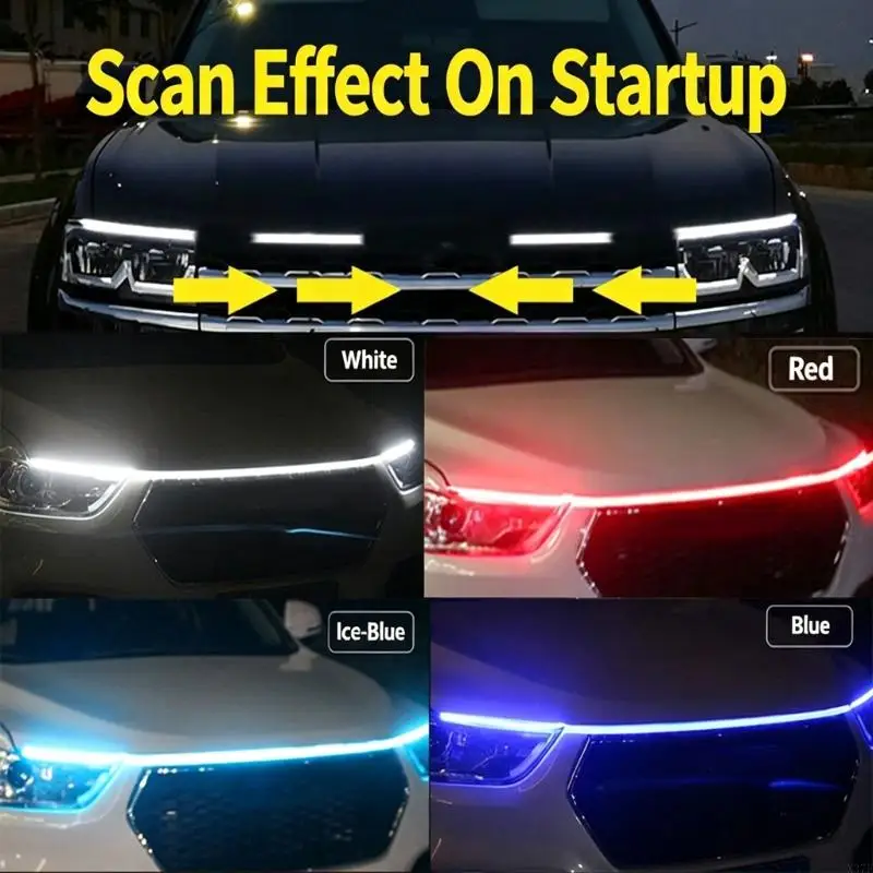 Flexible Car Hood Light Bar, 71 Inch 12V LED Accent Band with Adhesive Backing, Light and Startup X37F