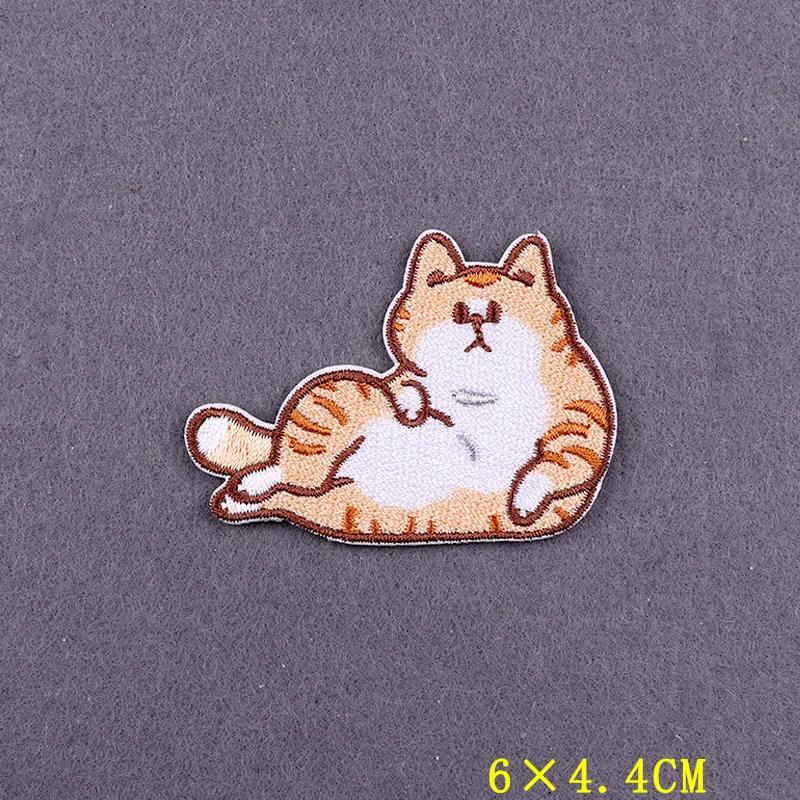 Embroidery Patch Cute Cat Patch Iron On Patches On Clothes Stripes Cartoon Patches For Clothing DIY Hook Loop Badges On BackPack