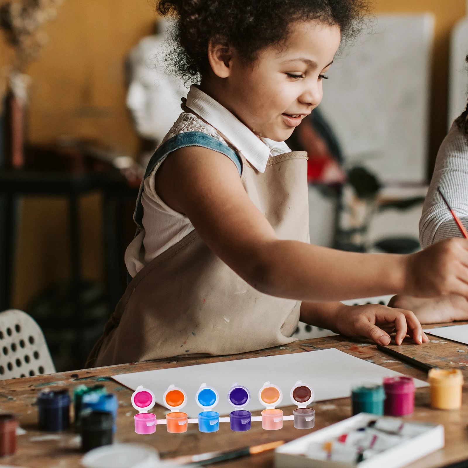 

40pcs 6-In-1 Paint Pots Pigment Box Clear Plastic Storage Containers Lids For Painting Supplies Arts Crafts Mini Cups Pod Strips