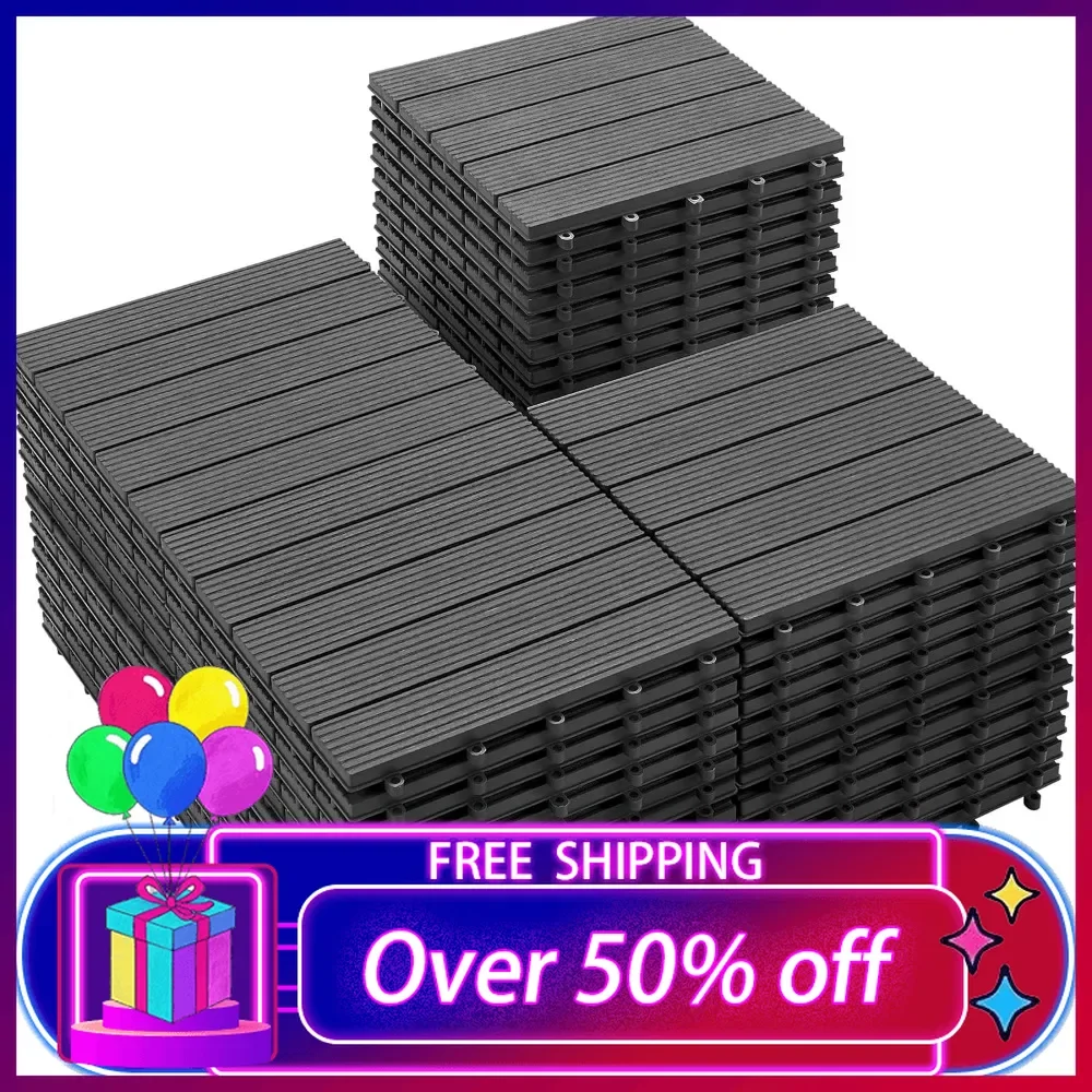 54 PCS Plastic Interlocking Patio Deck Tiles - 12