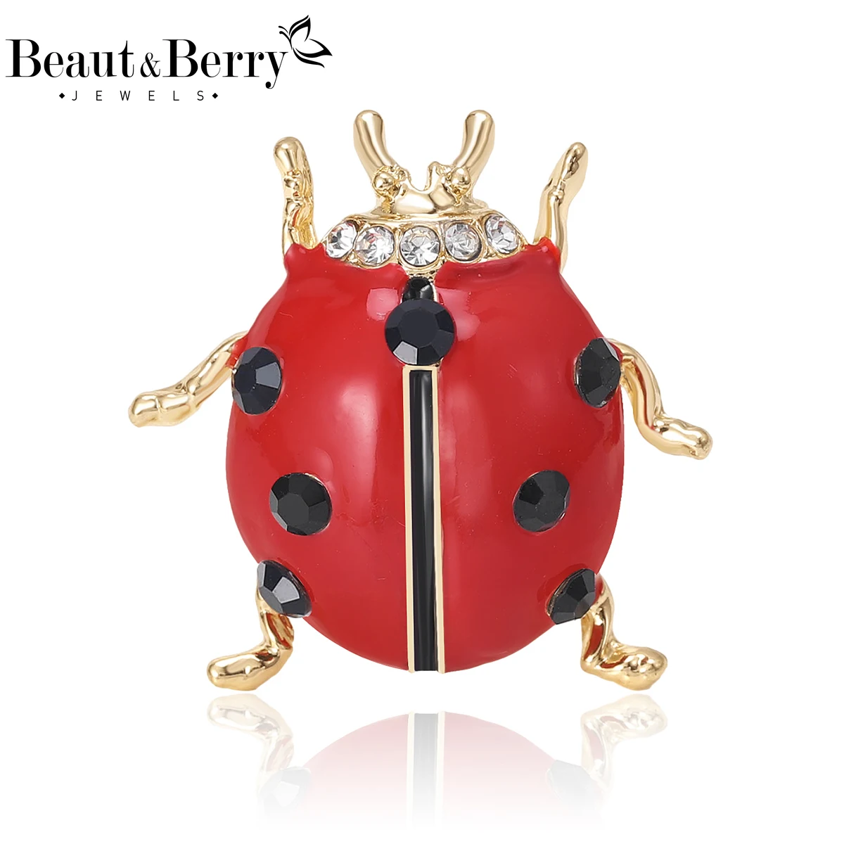 Beaut&Berry Broches de mariquita de siete puntos esmaltados de moda para mujer, unisex, accesorios de joyería para fiestas informales, regalos