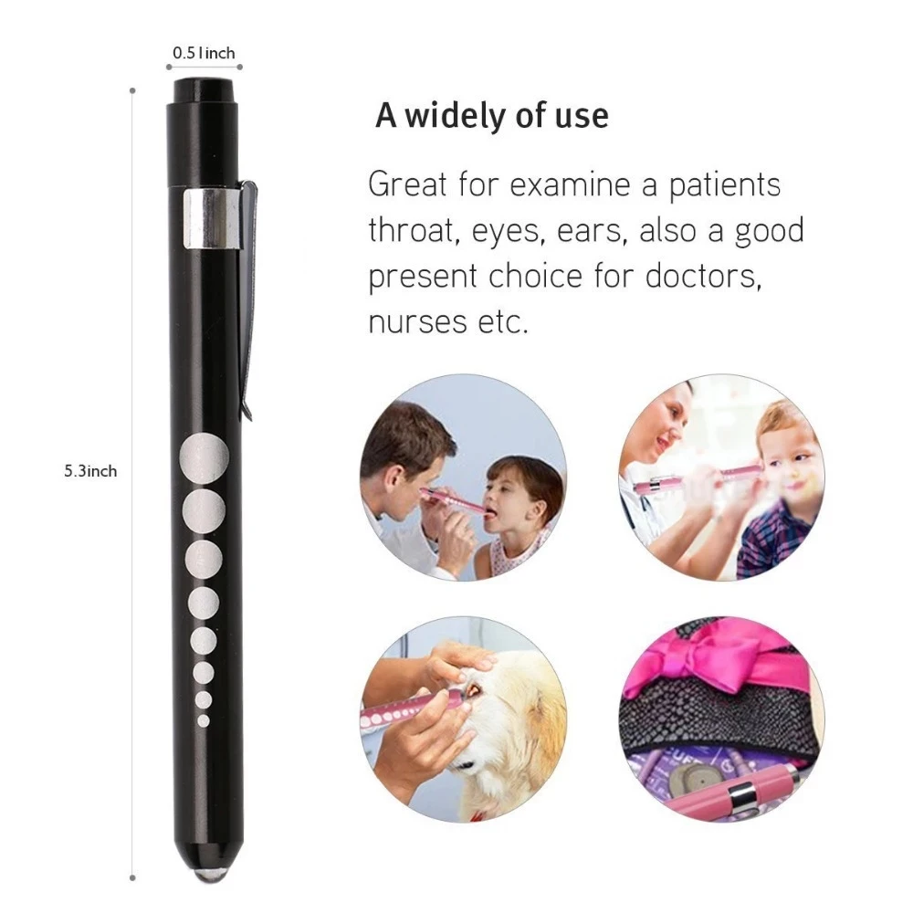 10PCS Pocket Medical Penlight Torch LED Pen Ear Light Flashlight with Eye Pupil Gauge for Doctor Nurse Emergency First Aid A3
