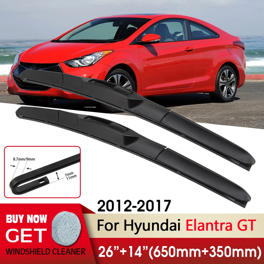 Limpiaparabrisas delantero para coche, escobillas de limpiaparabrisas de 26 "+ 14" para Hyundai Elantra GT 2012, 2013, 2014, 2015, 2016, 2017