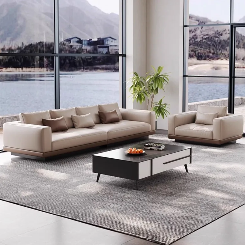 Office Luxury-Style High-Class Business PU Leather Sectional Reception Meeting Lounge Sofa Set High-Density Sponge Eco-Friendly