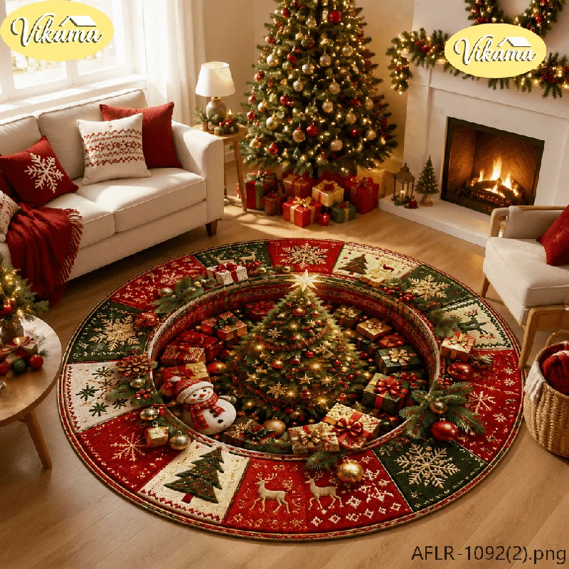 Christmas Vortex Visual Circular Carpet, Christmas Tree Aesthetic Anti-slip Rug, Living Room Home Decoration, Holiday Floor Mat
