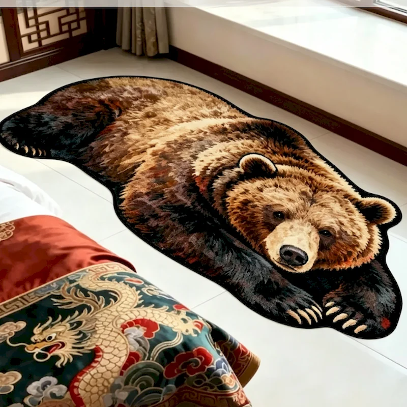 VIKAMA Simulation Animal Pattern Bedside Blanket Anti Slip And Absorbent Soft Floor Mat Indoor Bay Window Home Decoration