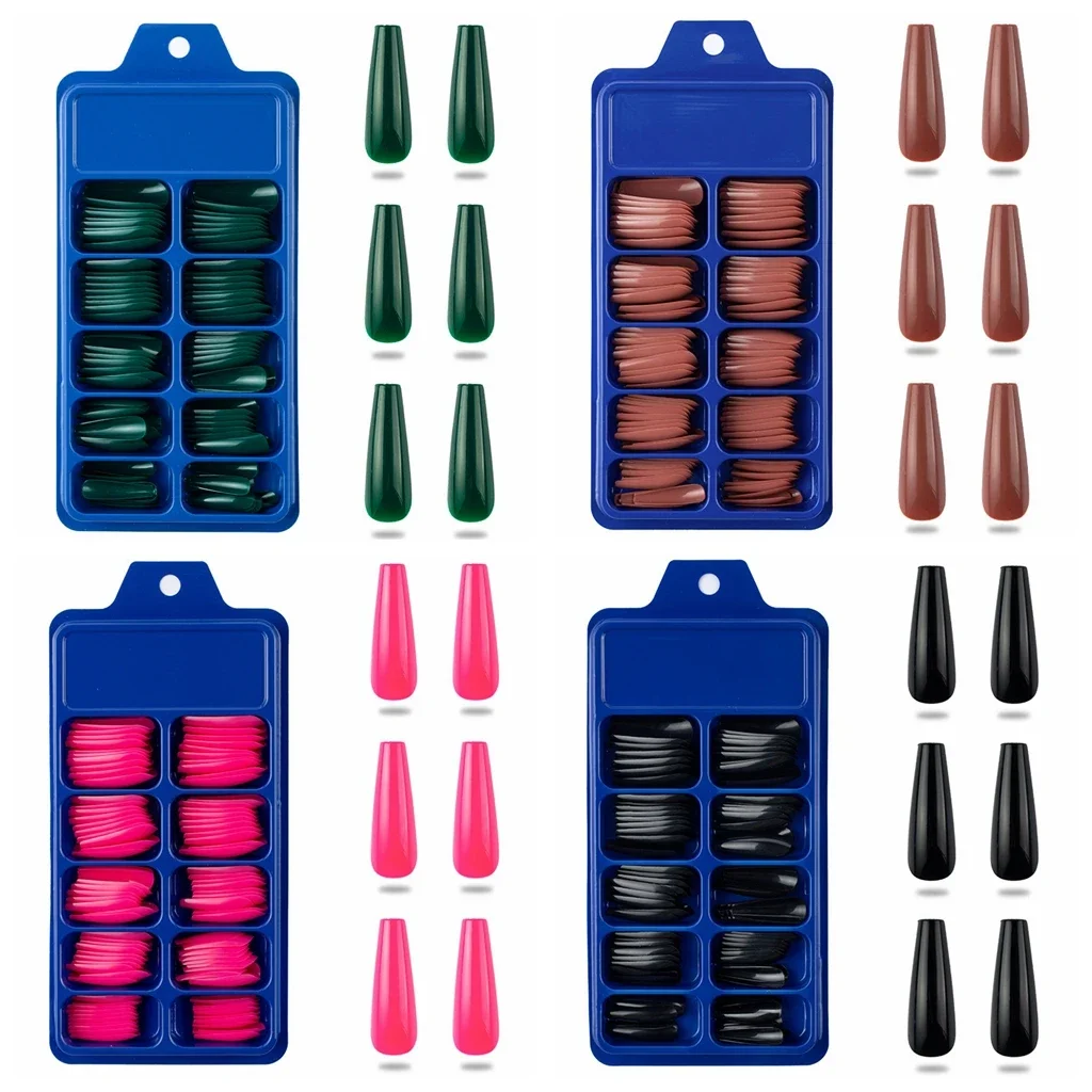 

20/100 PCS Candy Color Full Cover Acrylic Ballet Full Fake Nails Tip Color Solid Color Red Blue Pink Purple Yellow Fake Nails