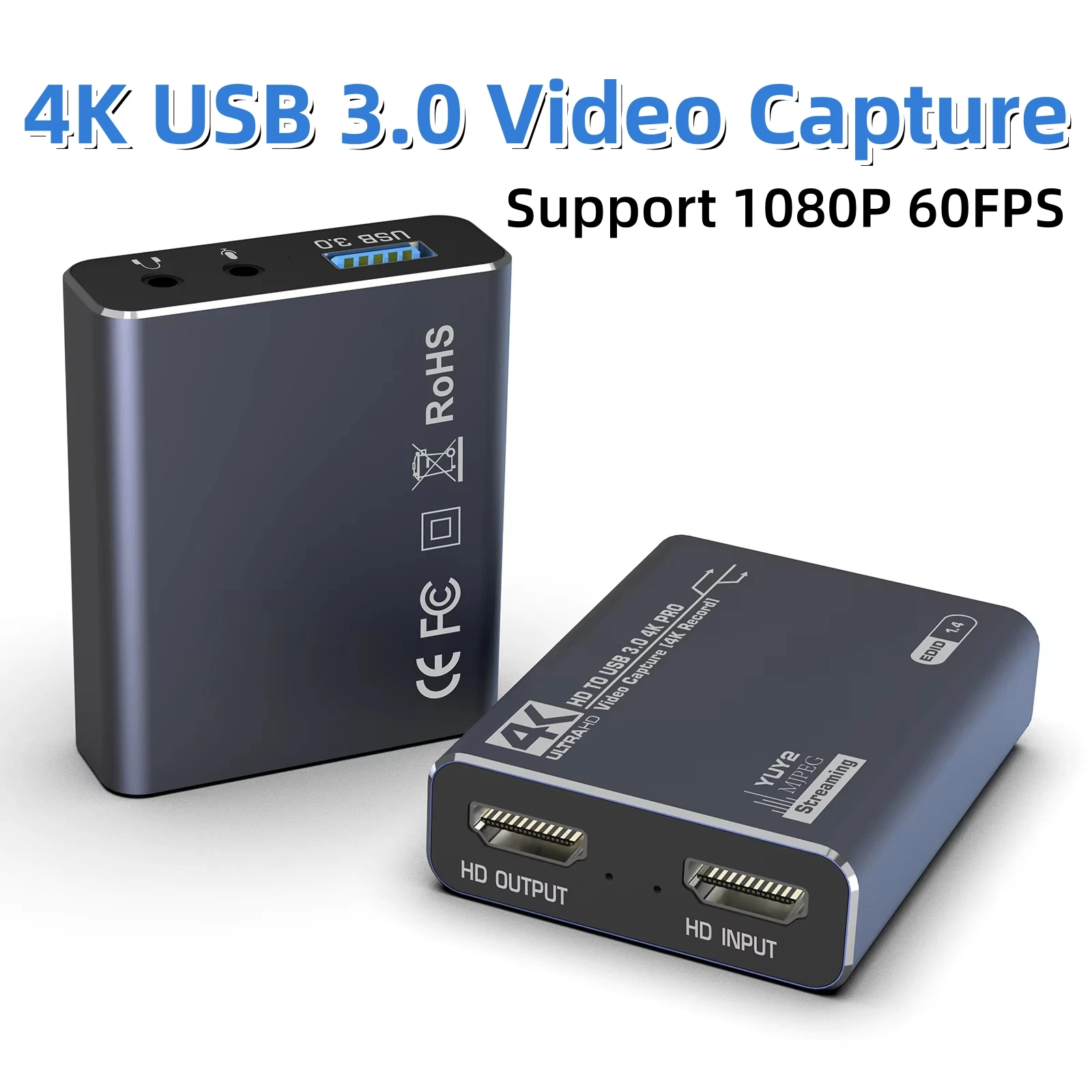4K HDMI-compatible Video Capture Card for Streaming 1080P 60FPS USB 3.0 Game Recording Nintendo Switch/PS4/PS5/Xbox/Camera/PC