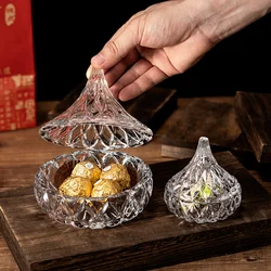 Creative Glass Pine Nuts Water Drop Candy Jar with Lid Jewelry Box Decorative Ornaments Dried Fruit Plate Candy Jar with Lid