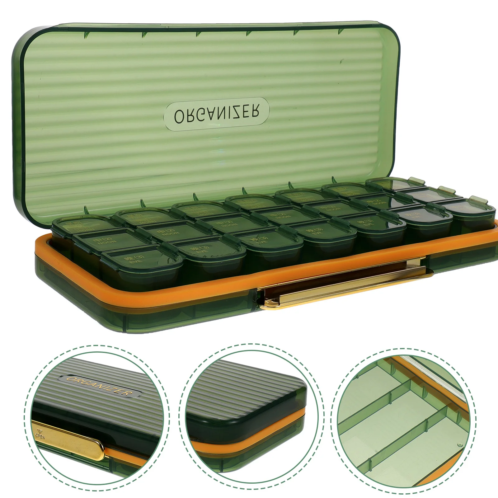 

1Set Portable Medicine Organizer Multi-Grid Pill Case Wear-Resistant Compact Travel Accessory Detachable Weekly Daily Use