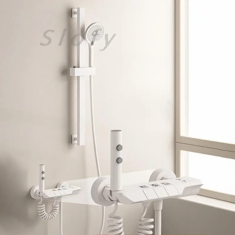 Cold and Hot Bathroom Rain Shower System Luxury Rain Mixer Shower High Pressure Rainfall Shower Head Faucet with Handheld Tap