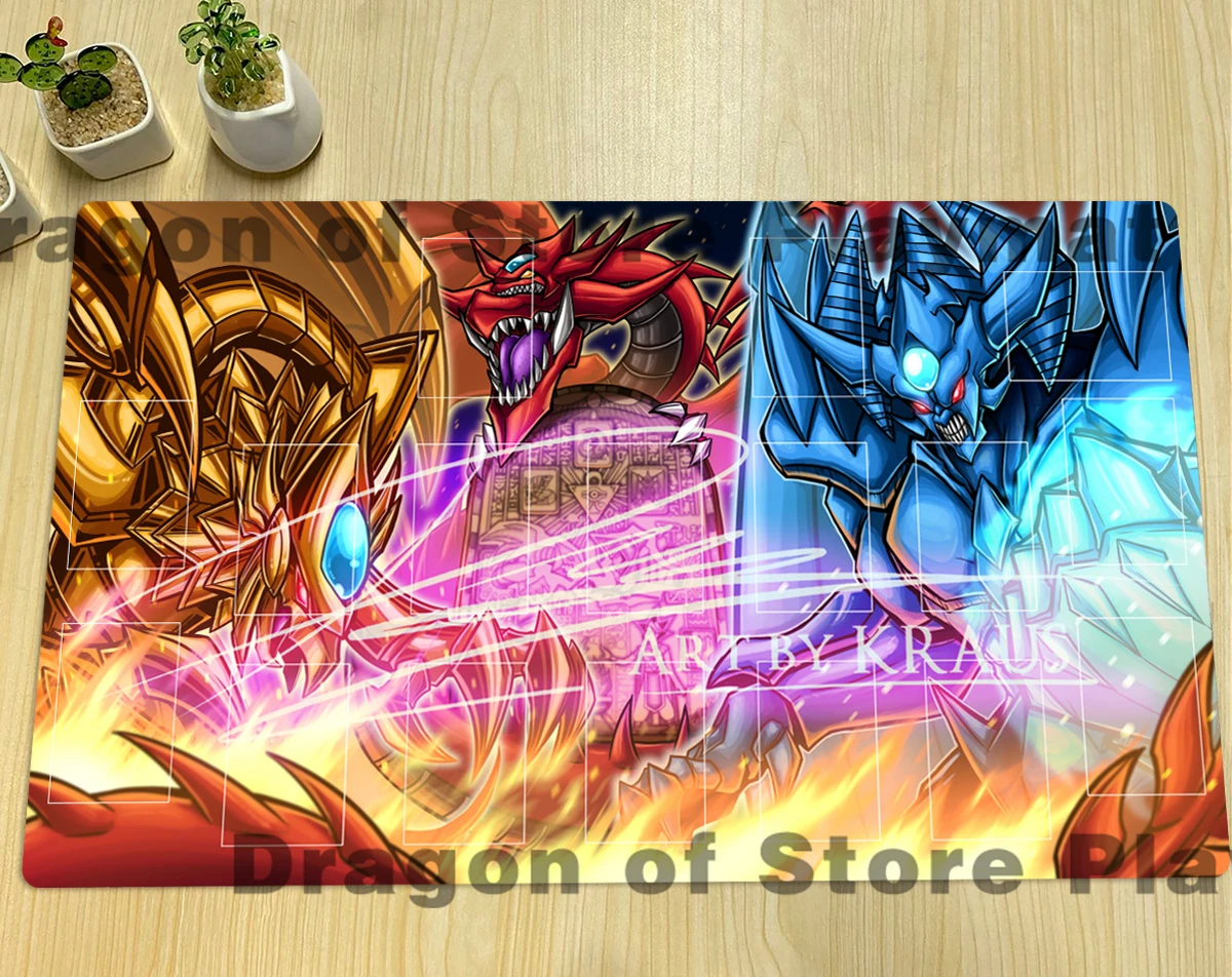 YuGiOh Slifer the Sky Dragon Playmat Obelisk the Tormentor TCG The Winged Dragon of Ra CCG Mat Trading Card Game Mat Mousepad