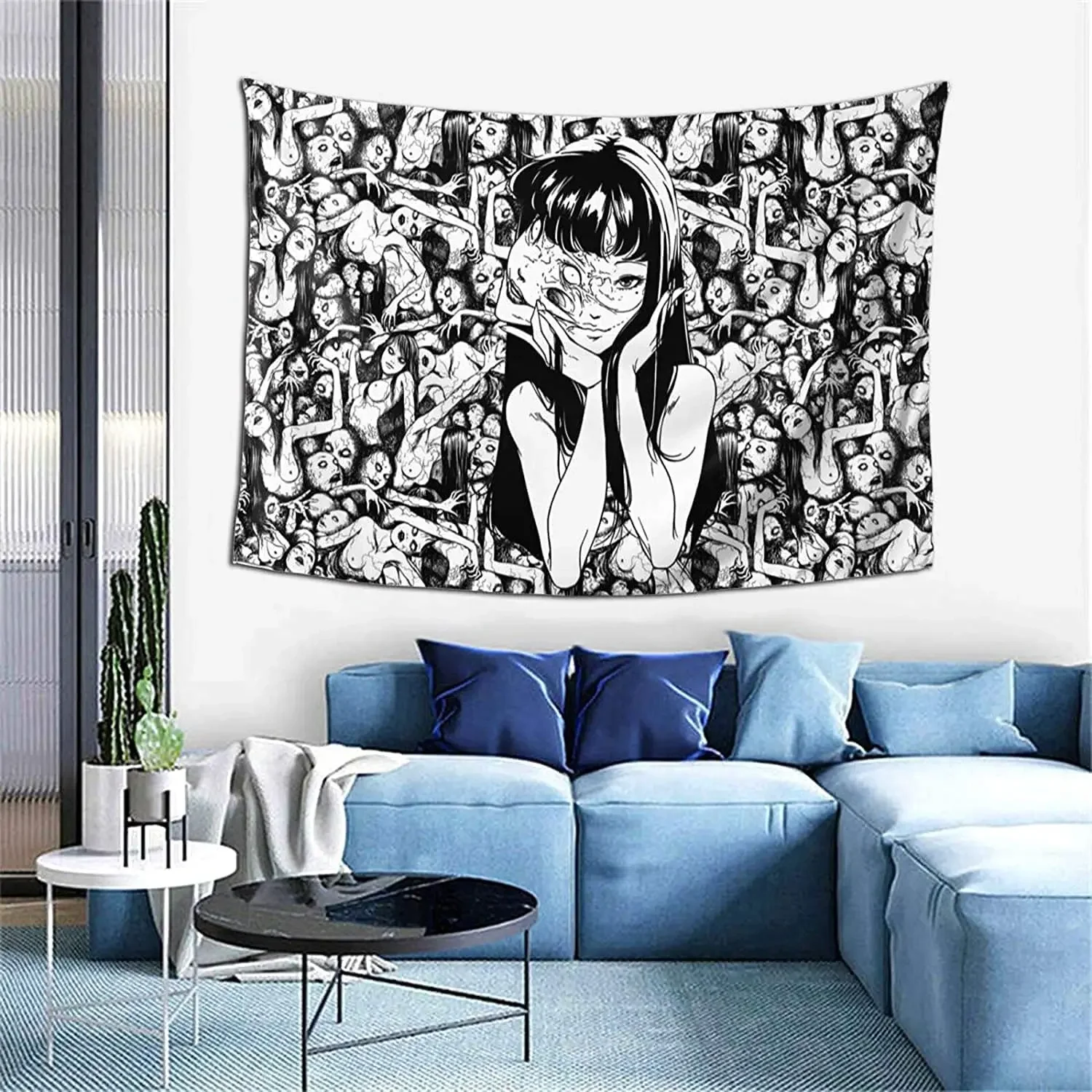 Tapiz colgante de pared de Anime, decoración estética para habitación, tapices de terror japoneses, decoración del hogar, Mural, decoración del hogar, Tapiz colgante de pared