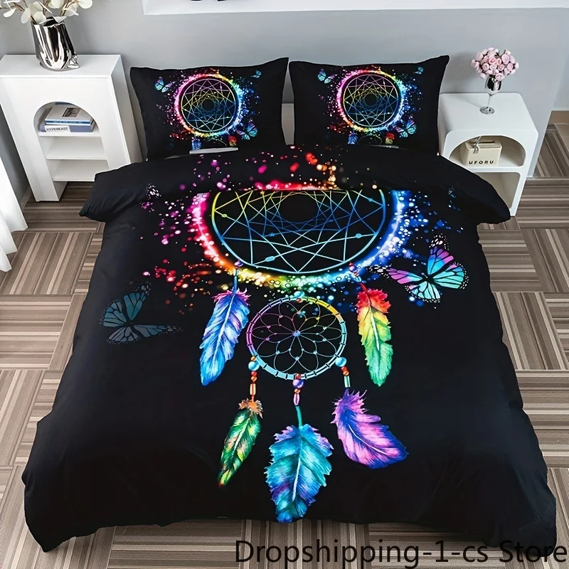 

3pcs Dream Catcher Print Duvet Cover Set Soft and Comfortable Bedding for Bedroom Guest Room 1 Duvet Cover and 2 Pillowcases