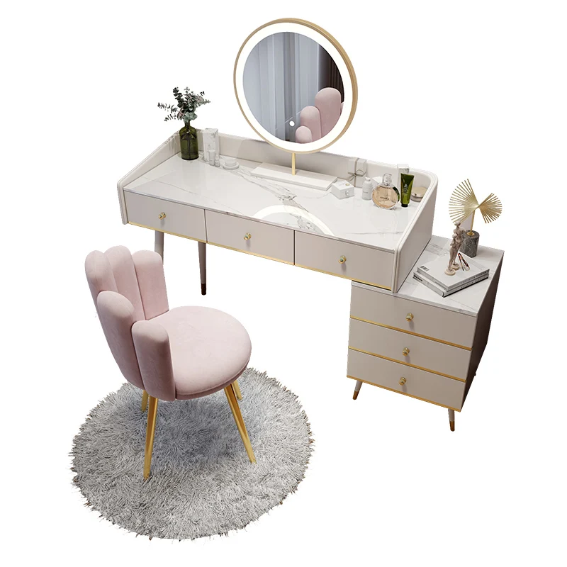 

Dresser bedroom modern simple small apartment with lights online celebrity ins Princess wind makeup table pink