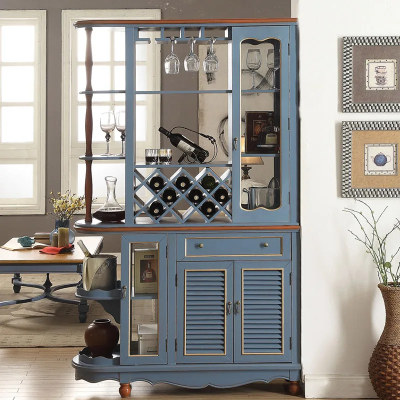 American foyer partition entrance cabinet Mediterranean living room entrance door storage shoe solid wood paint double-sided