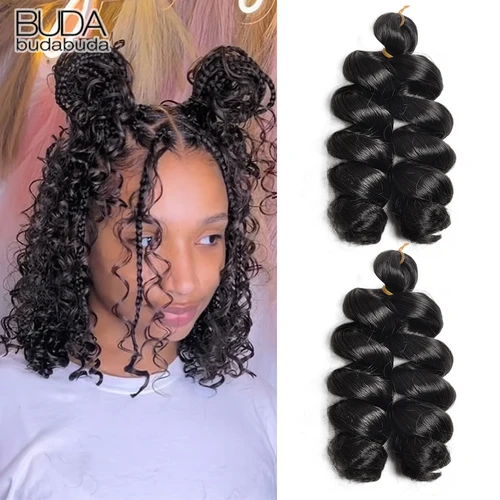 Extensiones de cabello trenzado rizado francés para mujeres negras, pelo de ganchillo ondulado suelto sintético de 12 pulgadas, pelo de ganchillo rizado preestirado