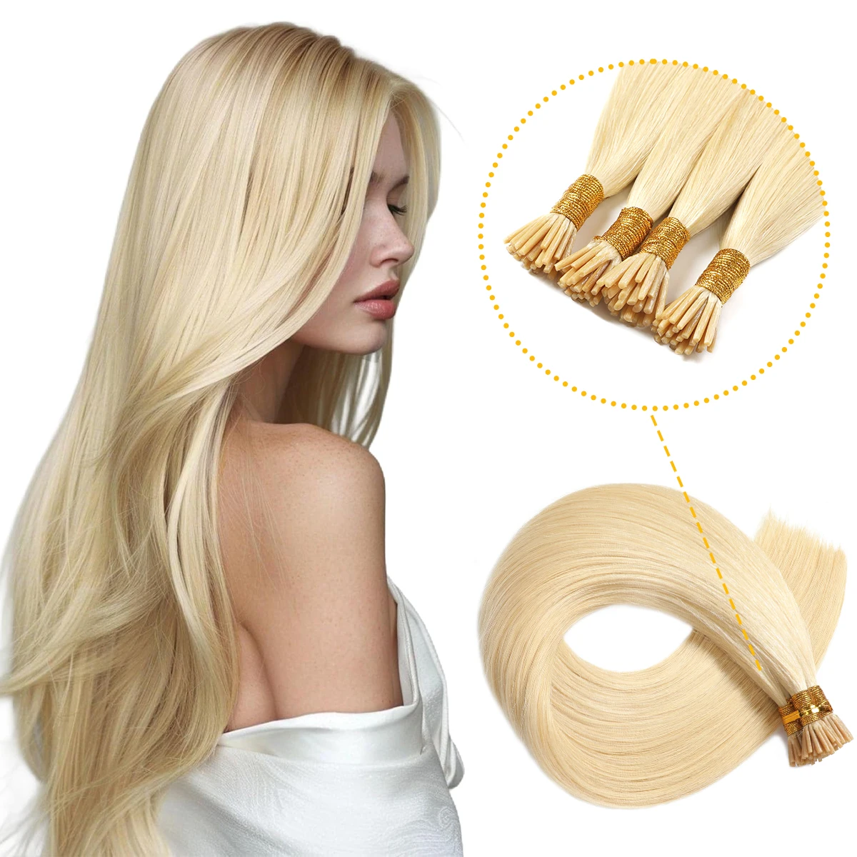 

Наращивание волос I-Tip из натуральных человеческих волос, светло-русые, 16 дюймов, холодный платиновый оттенок