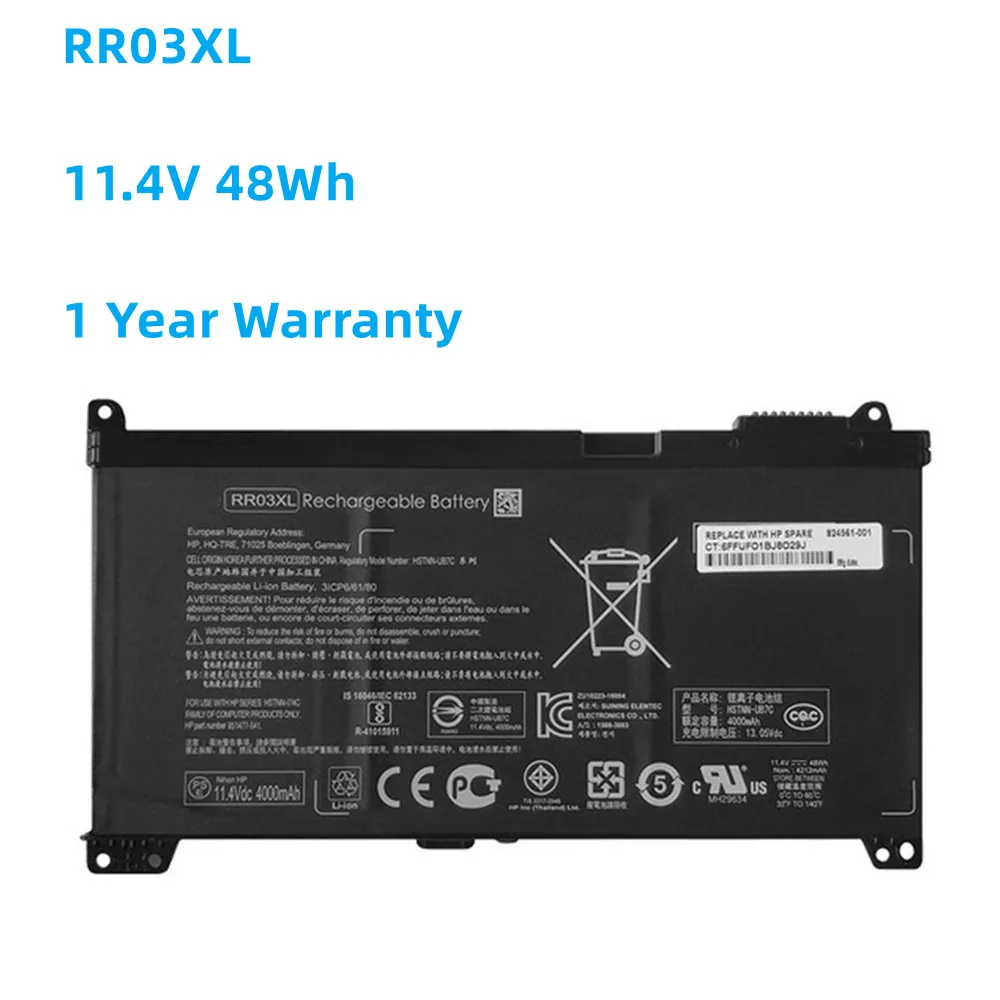 New RR03XL 11.4V 48Wh Laptop Battery For HP ProBook 430 440 450 455 470 G4 G5 HSTNN-PB6W HSTNN-UB7C HSTNN-LB71