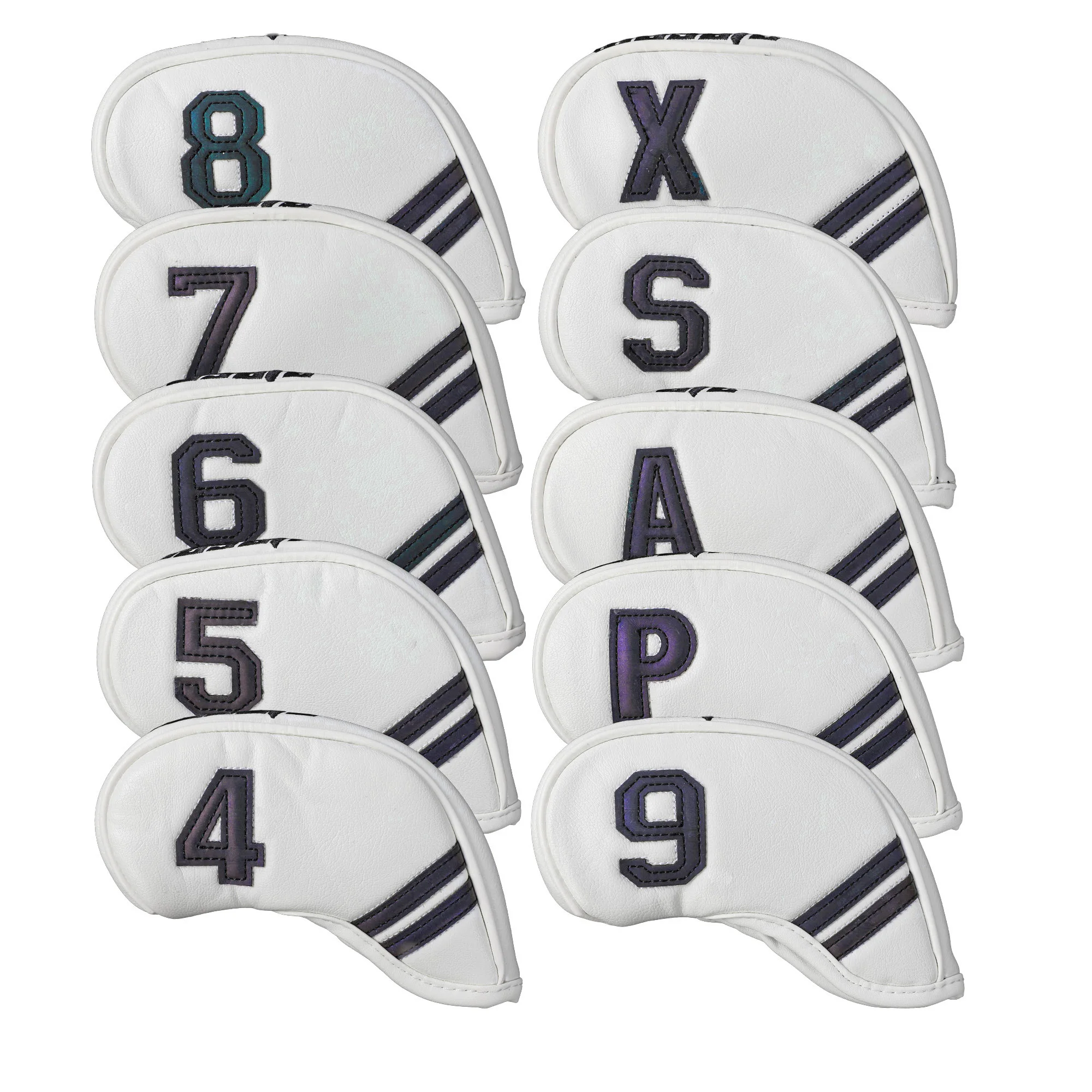 10Pcs Golf Iron Head Covers, Iridescent Embroidered Numbered Golf Club Protectors, Scratch-Resistant Universal Golf Accessories