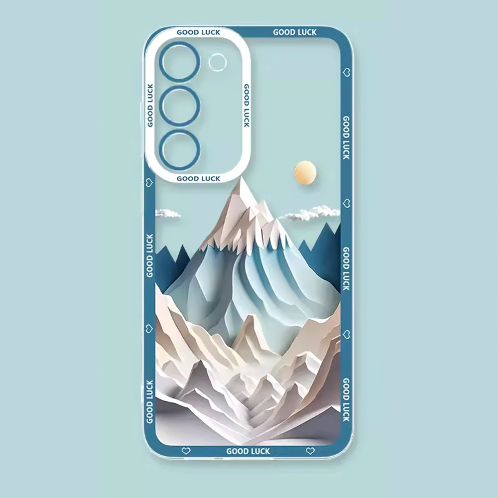 Creative Mountains Landscape Scenery Phone Case for Samsung Galaxy A55 A54 A53 A51 A70 A32 A31 A13 4G 5G Clear Cover Fundas Skin