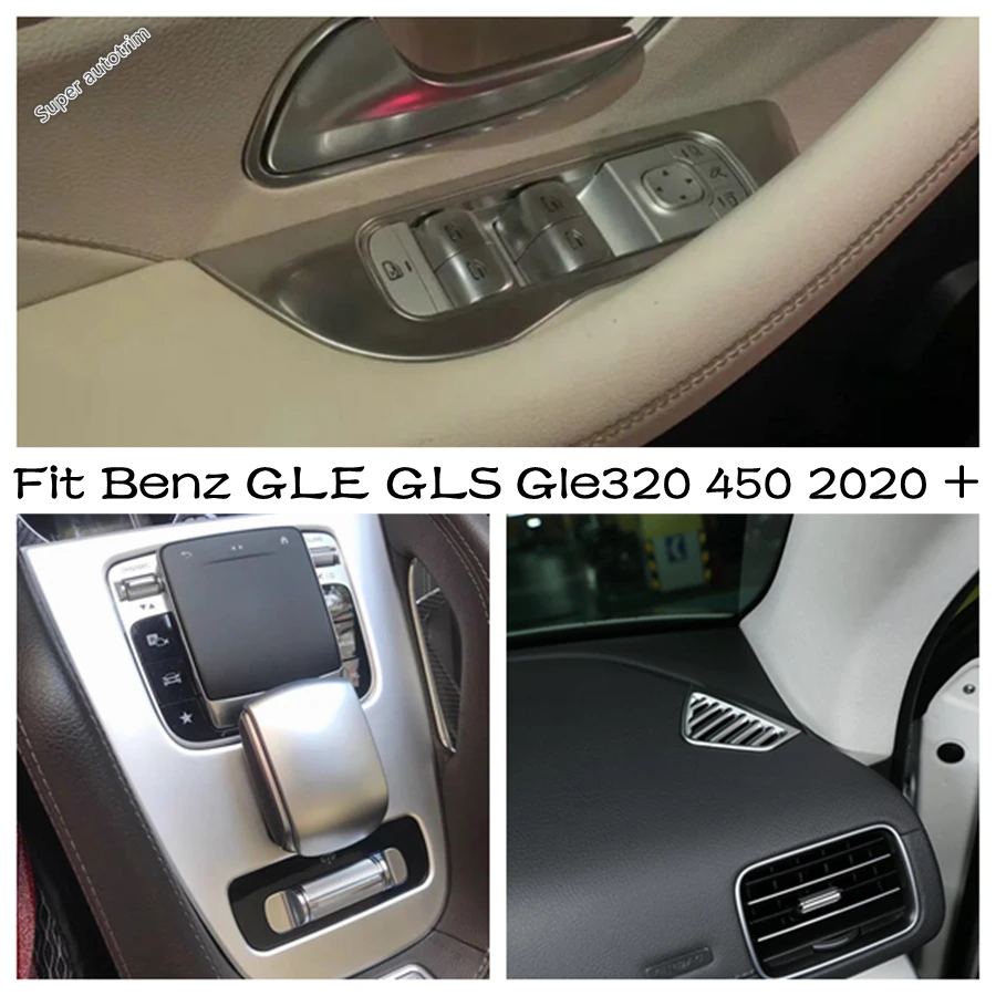 Armrest Window Lift Button / Gear Shift Panel Cover Trim ABS For Mercedes-Benz GLE GLS Gle320 450 2020 2021 Matte Interior Parts