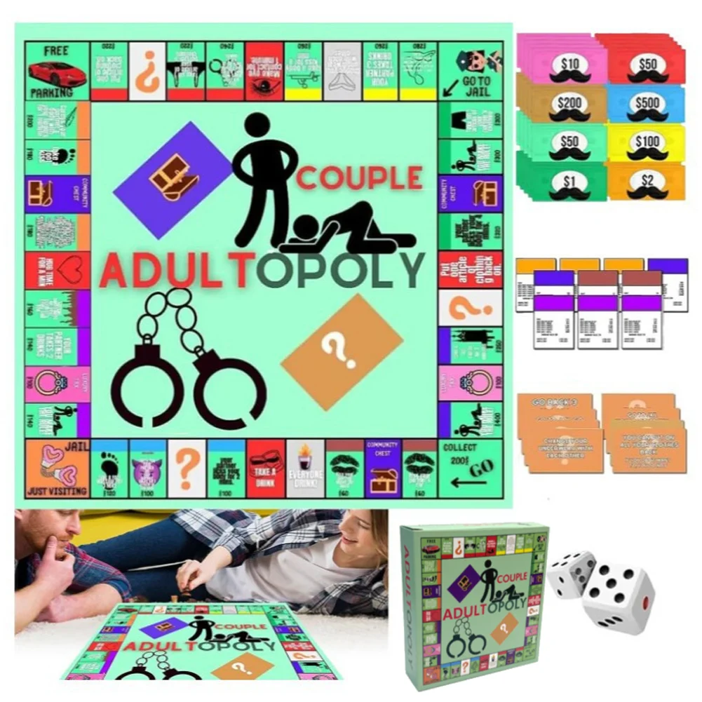 Fun Adultopoly Board Game Date Night Intimacy Cards Relationship Card Game Couples Bedroom Games Monopoly Drinking Party Game