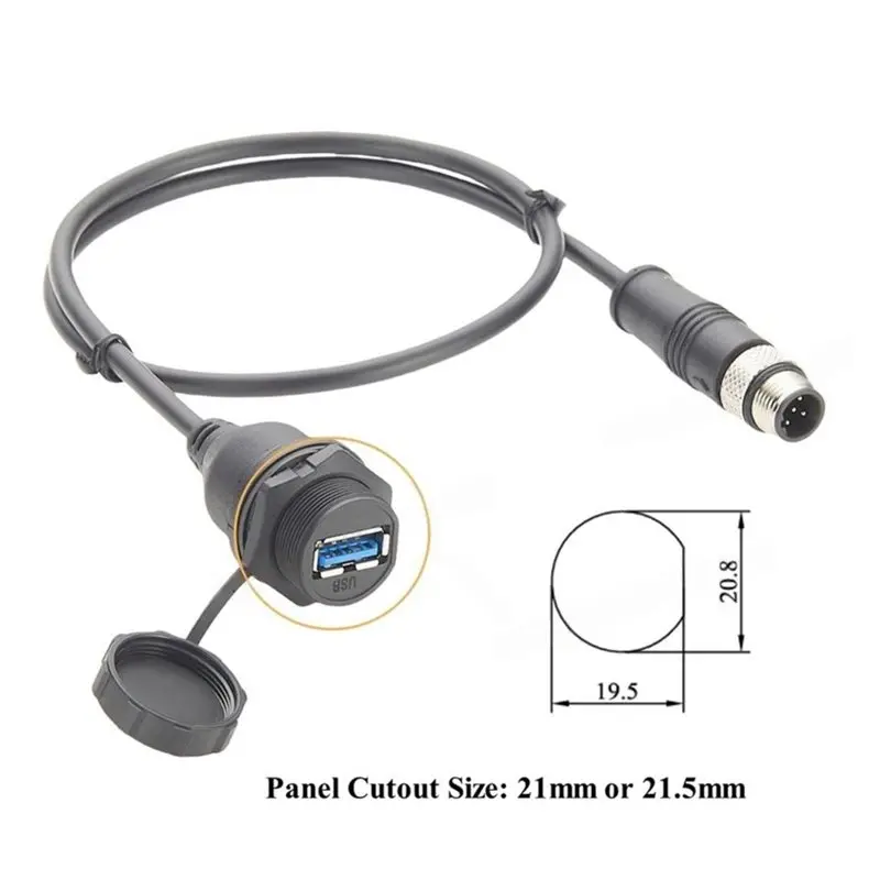B92B-IP67 Industrial USB 3.0 Connection Cable USB A Female To 5Pin B Code Flush Compatible IFM EC2099