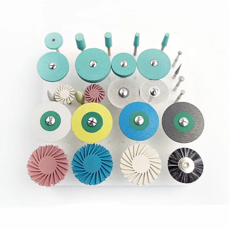 24pcs/Box Dental Grinding Polish Kit Zirconia Lithium Disilicate HP Drill Bit Diamond Stones Polishing Wheels Dentistry Tool Lab