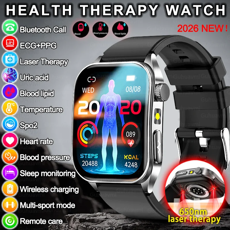 2026 Diagosis ECG Health SmartWatch Micro physical examination Lipid Uric Acid 650nm Dual-Probelaser Heart Analysis SmartWatches