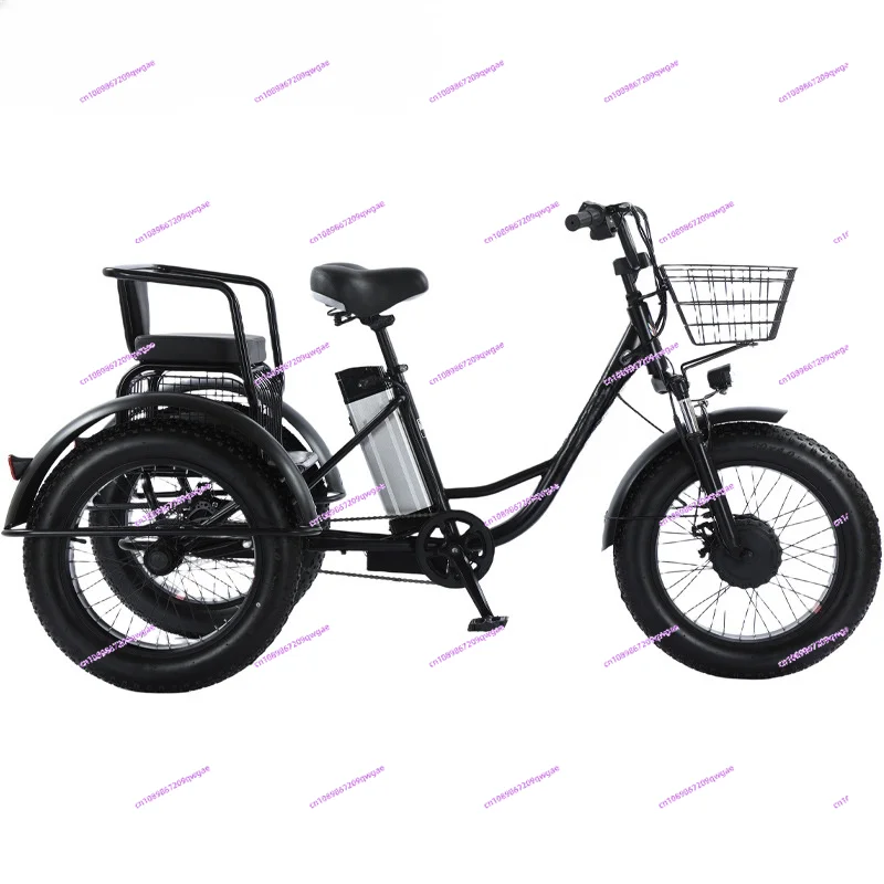 

Detachable 20 inch electric bicycle, three wheeled electric tricycle, adult passenger seat, 48v 500w power lithium battery