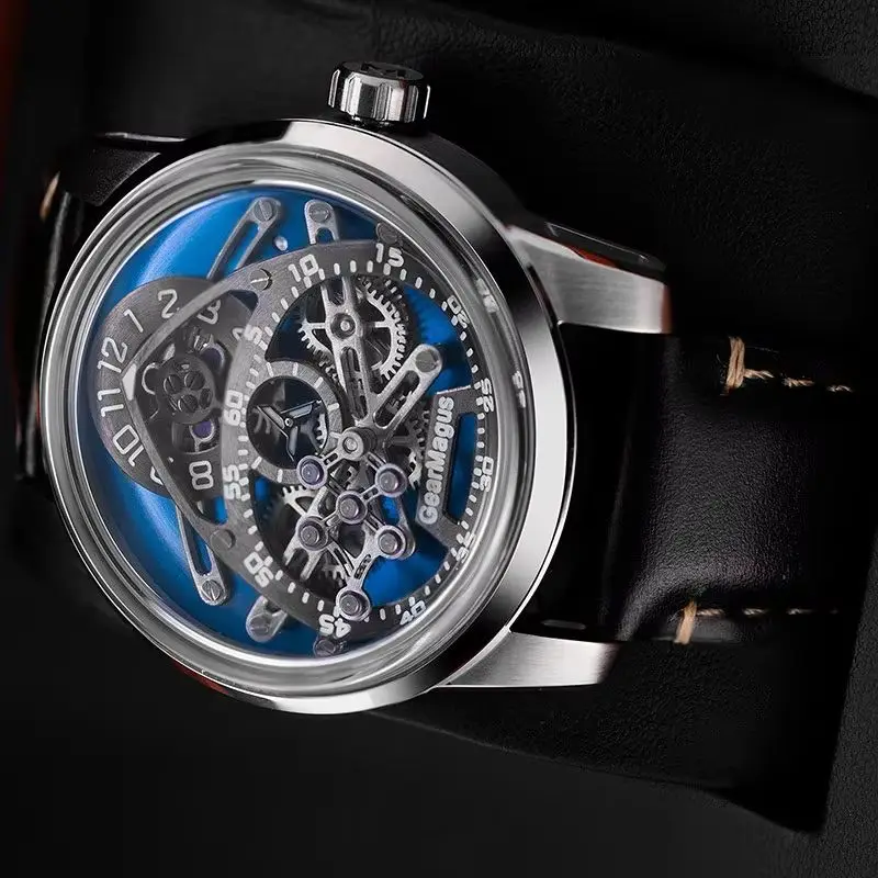 

3SSS Design Мужские часы с телескопической иглой, полностью автоматические механические мужские полые креативные персонализированные механические часы