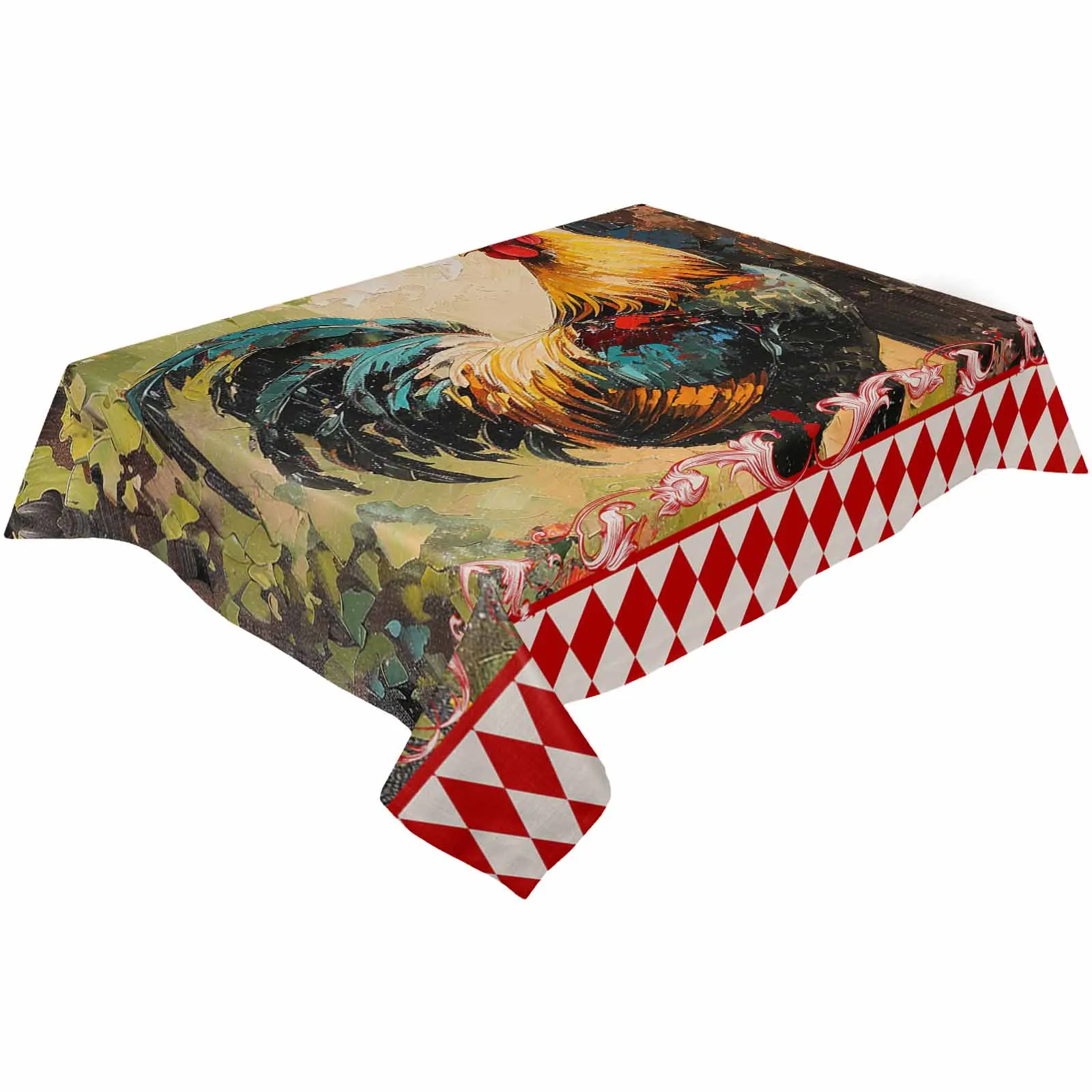 Retro Rural Farm Rooster Waterproof Tablecloth For Table Kitchen Decorative Coffee Cuisine Party Table Cover