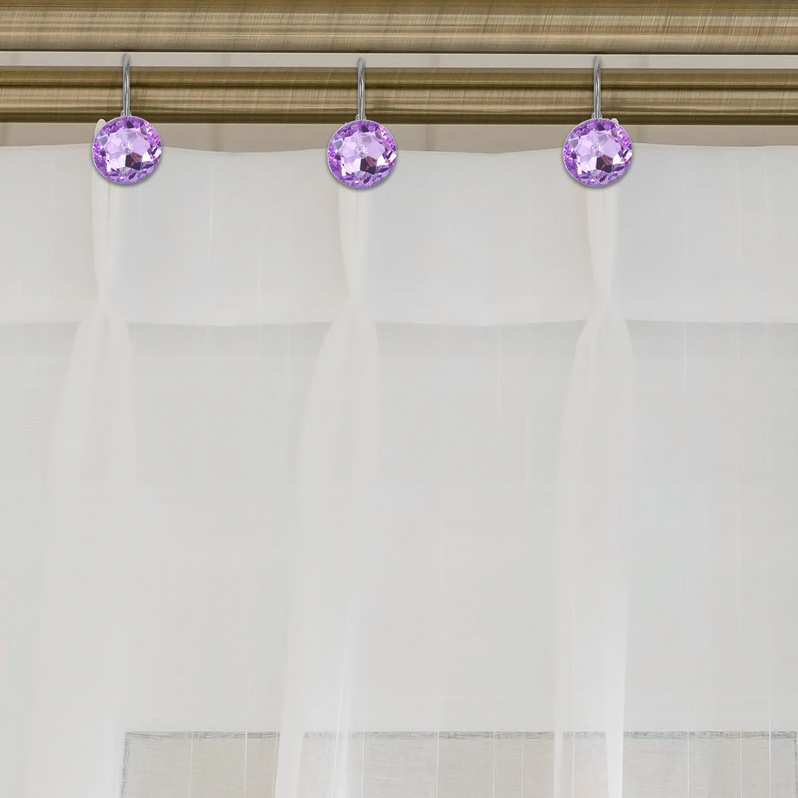 12Pcs Metal Acrylic Shower Curtain Hangers Sturdy Smooth Gliding Hooks for Bathroom Shower Rods Fits Most Curtain Styles Home view 2