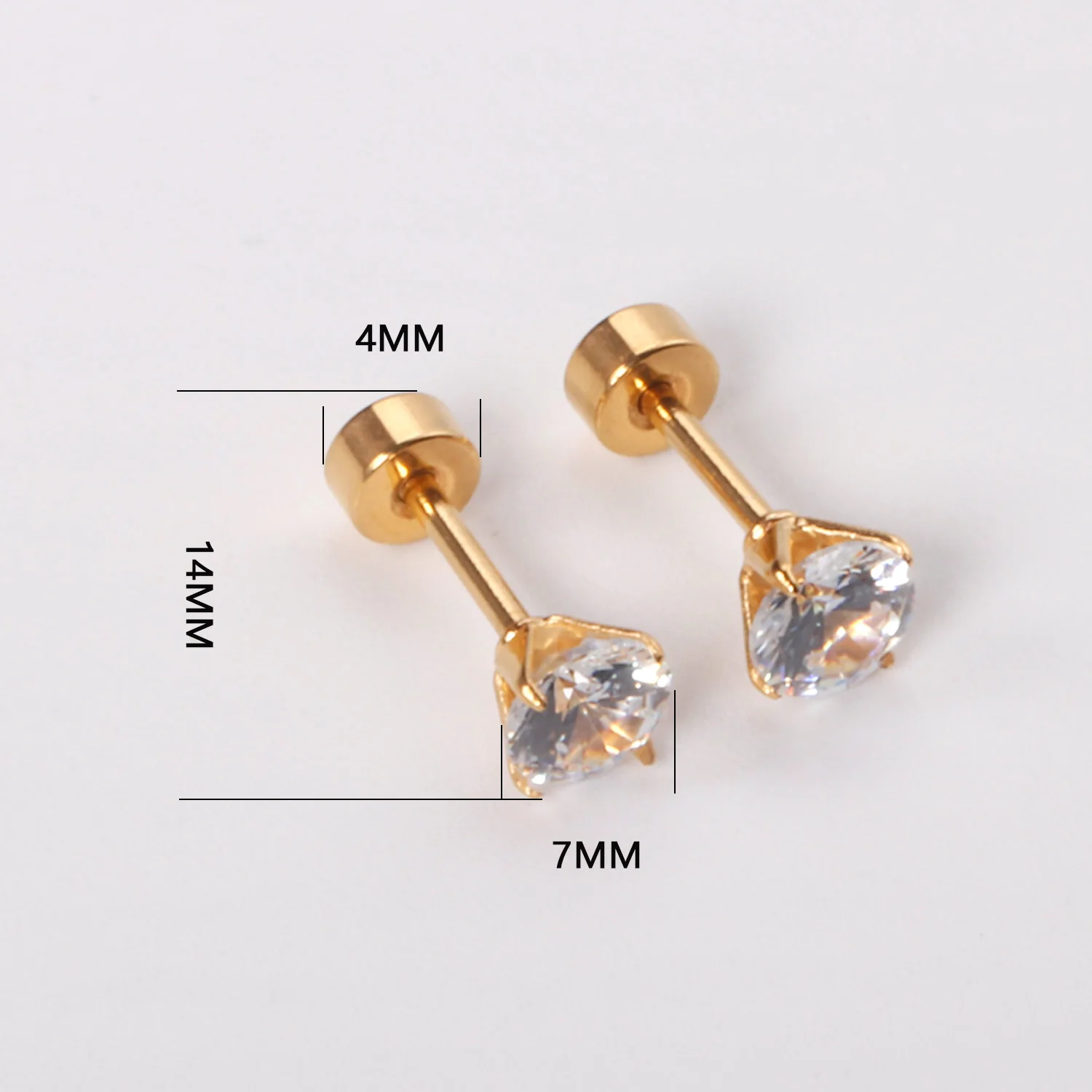 12Pair Cubic Zirconia Stud Earrings Round Crystal Stainless Steel No Fade Simple Screw Earrings Jewelry Gifts Wholesales Vintage