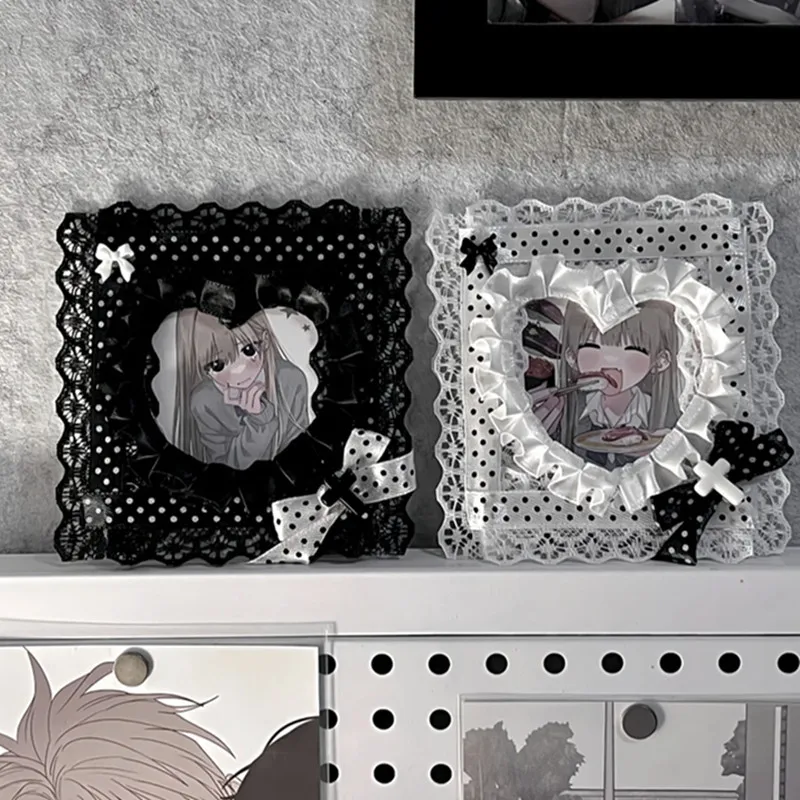 Lace Angel Style Photocard Frame for 3 Inch Kpop Card Handmade Bow Photo Holder Card Protector Photo Sleeves Bus Card Case 2025