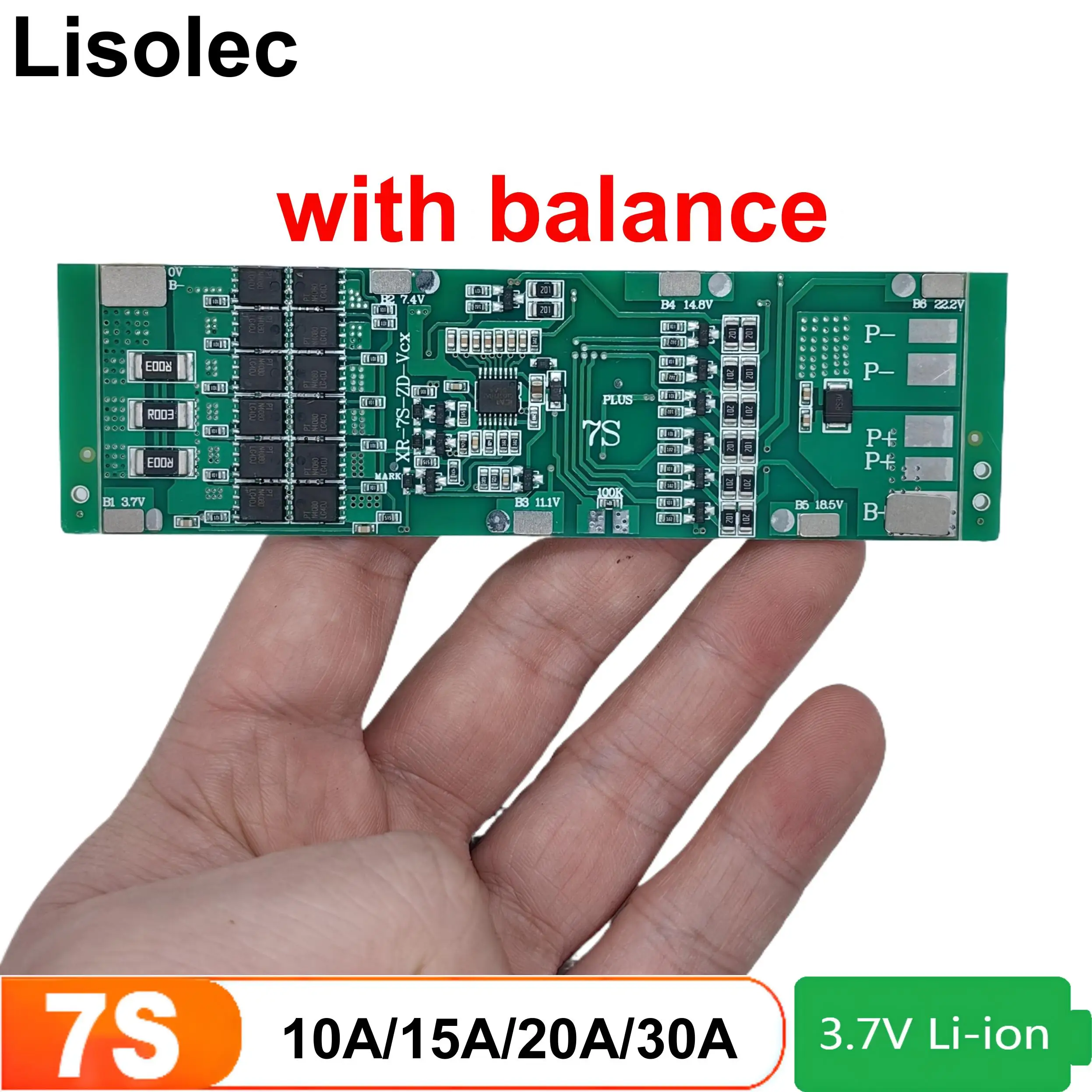 BMS 7S 24V with Balance Protection Board 10A 15A 20A 30A Charge Discharge Protecti Circuit PCB for 18650 21700 7S1P 7S2P 7S3P