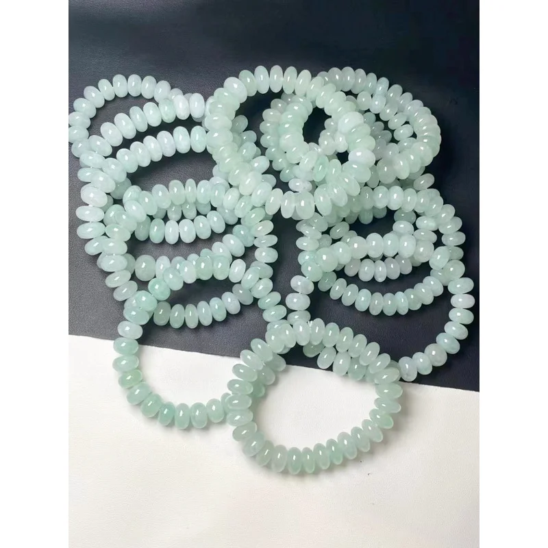 Wholesale Myanmar Natural Emerald a Ice Glutinous Jade Abacus Beads Bracelet with Certificate