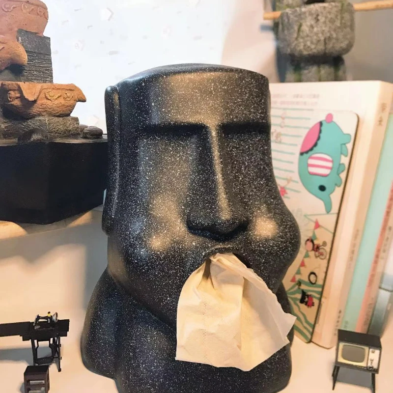 

Stone Portrait Tissue Box Dining Table Living Room Tissue Dispenser Headphone Holder Decoration