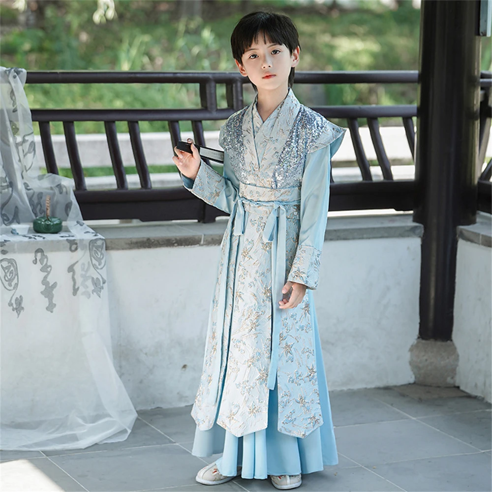 

Autumn New Boys' Handsome Hanfu Set Children Ancient Costume Traditional Chinese Swordsman Tang Suit Performance Costume Outfits