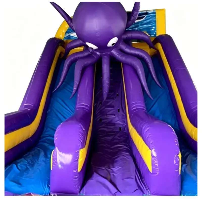 Giant Octopus Inflatable Dual Lane Slide Marine Themed PVC Water Play Equipment