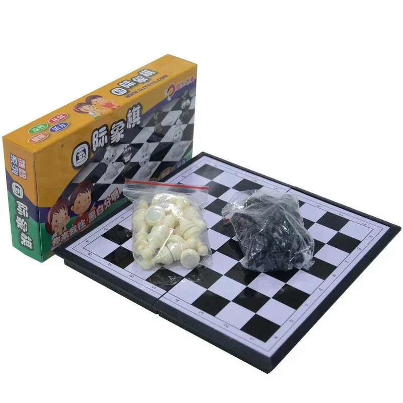 

Chess Set Folding Magnetic Plastic Chessboard Board Game Portable Kid Toy International Chess Folding Portable Board Game 1set