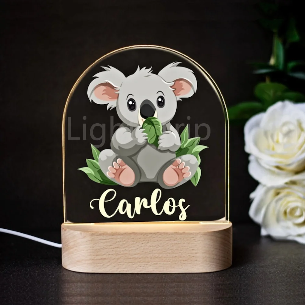 Lámpara de mesa Led creativa de animales, luces nocturnas acrílicas, luz nocturna personalizada para bebé, decoración de habitación del hogar, regalo