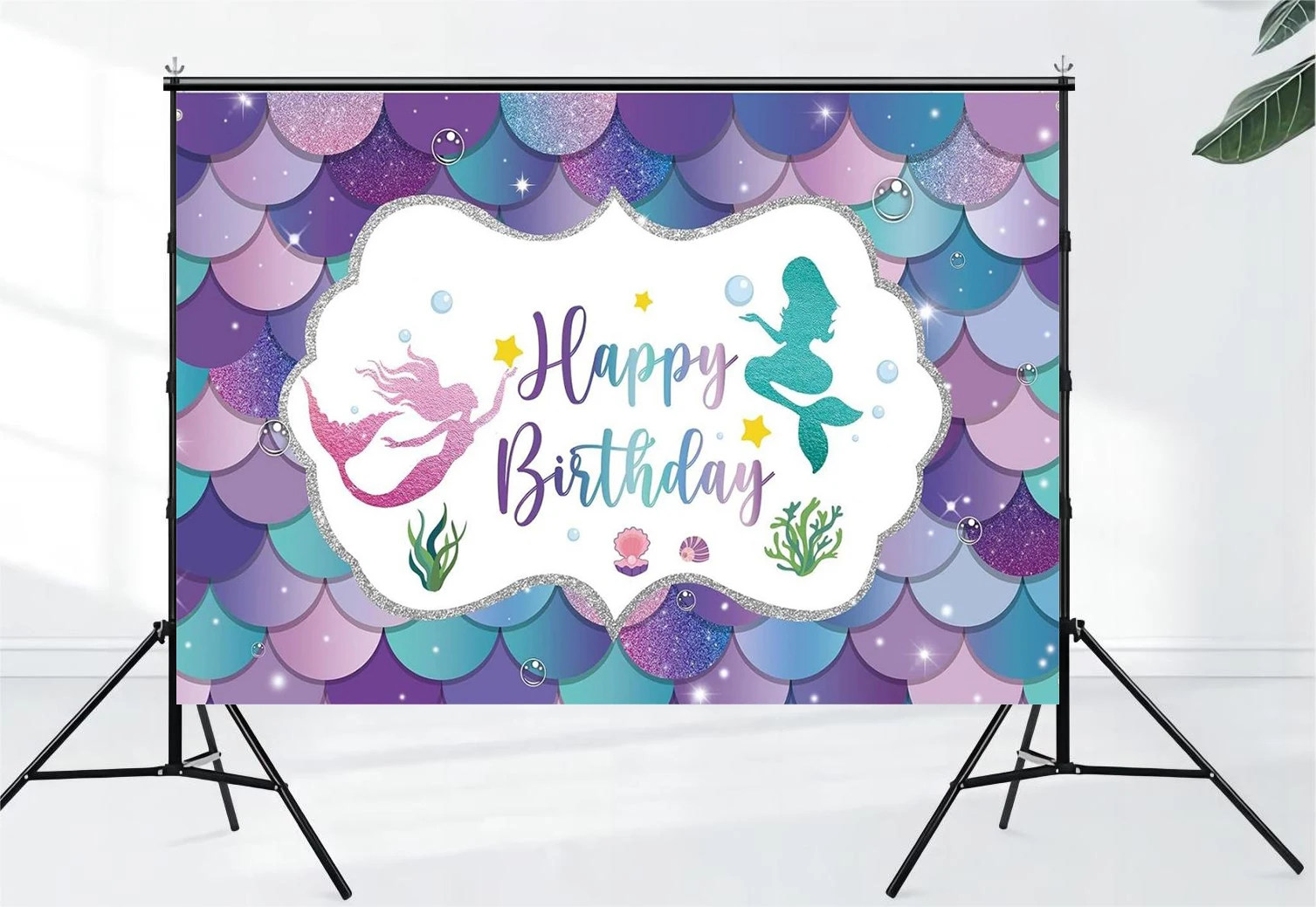 Mermaid Birthday Background Underwater Girl Birthday Party Photography Background Flash Purple Green Water Pink Mermaid Tail