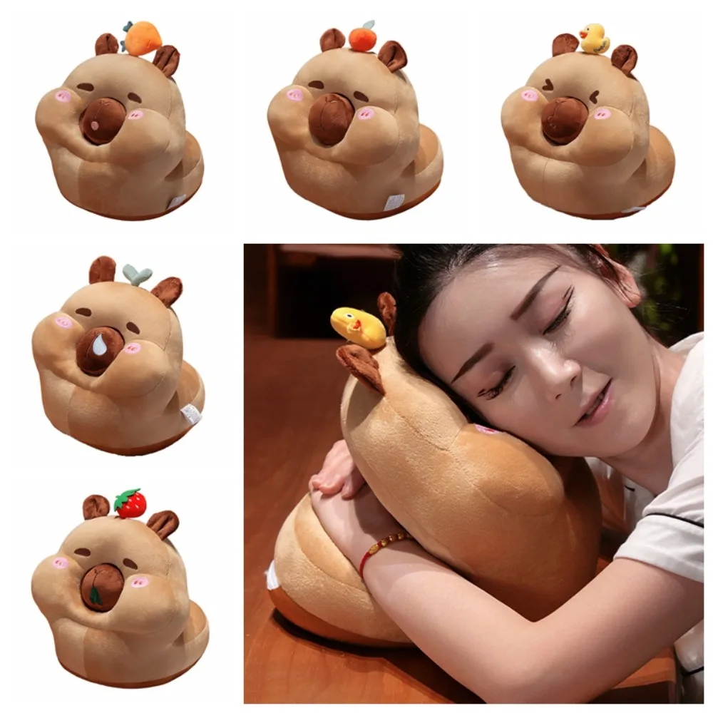 

Kawaii Circular Capybara Nap Pillow Face Down Cartoon Capybara Table Rest Pillow Cute Fluffy Capybara Pillow Workplace